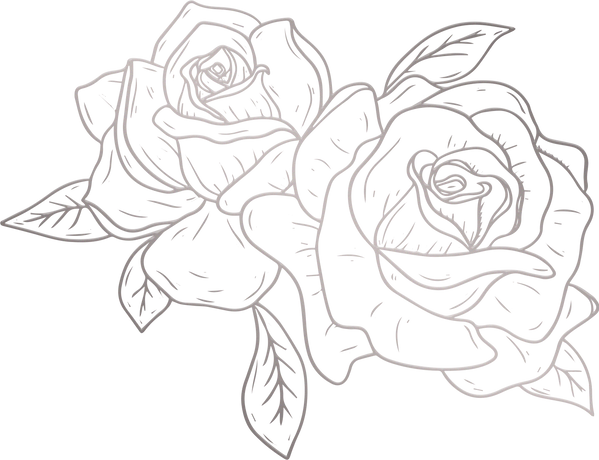 Metallic Monoline Silver Roses